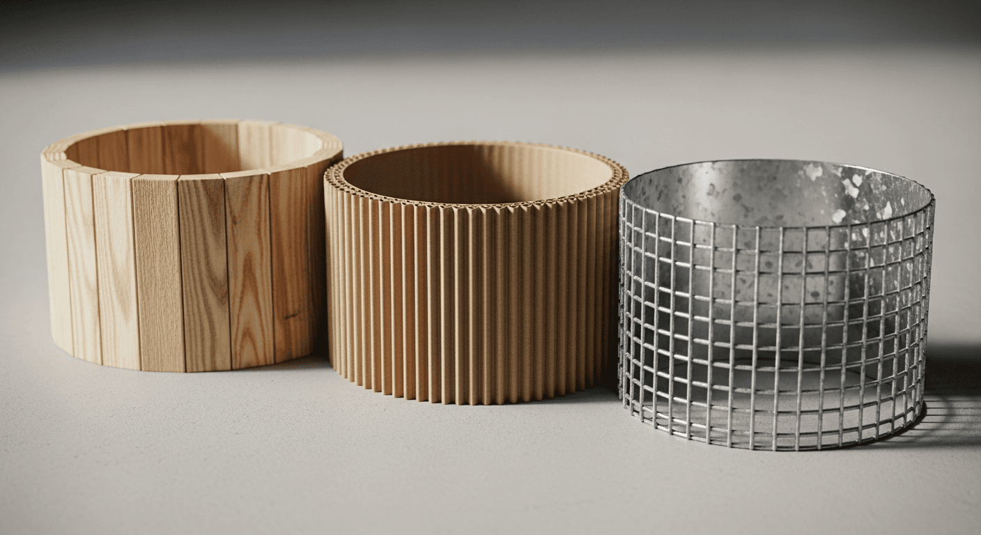 Comparaison rehausse palette bois carton métal en entrepôt